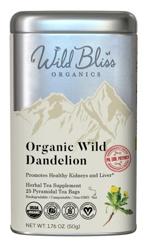 Wild Bliss Organic Wild Raw Dandelion Root Tea - Caffeine Free Detox Herbal Tisane - 25 Tea Bags Wild Bliss Organic Wild Raw Dandelion Root Tea - Caffeine Free Detox Herbal Tisane - 25 Tea Bags
