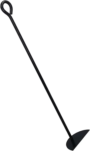 Miniatura 6 de AB Tools L - Rascador de rastrillo de cenizas, quemador de madera, carbón de fuego, acero de carbón, metal negro con lazo