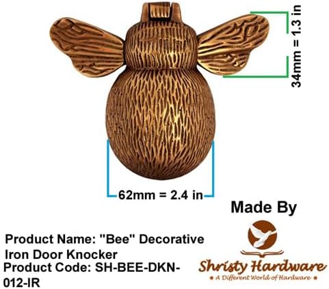 Shristy Hardware "Bee" Iron Door Knocker for Door Front - Exterior for Home Iron Door Knocker Front Door Entry Knocker - (Pack of 1 Antique Copper Finish)