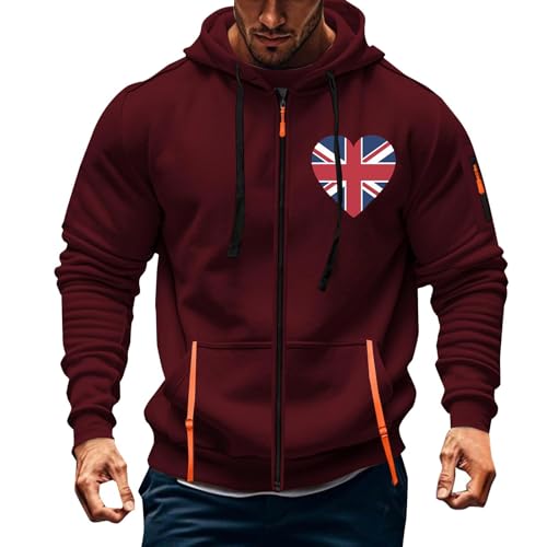Sweat à capuche zippé homme motif Royaume-Uni et veste tactique