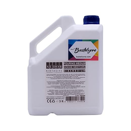 Medios de vertido de 3 litros para aplicaciones de fundición y fundición. Medios de fundición para pinturas acrílicas. No amarillea, flexible, resistente al agua. Aumenta el flujo de color. 3000 ml