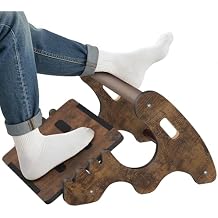 Upgraded Foot Rest Under Desk- Wooden Ergonomic Adjustable Rocking Foot Stool Under Desk with Soft Crossbar, 3 Height & Angle Settings, Non-Slip Surface for Improved Posture,Home & Office