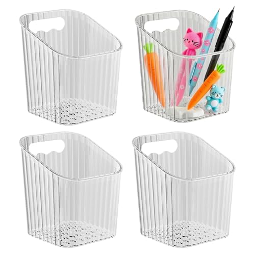 Organizador De Pared De Acrílico - Caja De Almacenamiento De Pared | Contenedores Adhesivos De Acrílico De 4 Piezas - Soporte De Plástico Transparente Duradero | Dormitorio Gabinetes De Cocina Baño