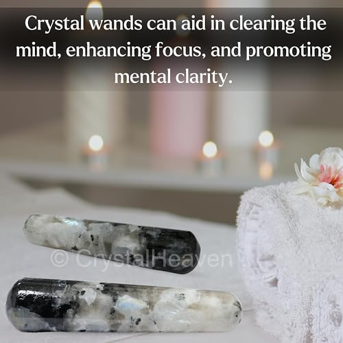 Image of Rainbow Moonstone Crystal Wand - Smooth Crystal Wand for Energy Healing, Chakra Balancing, Meditation and Home Decor - Crystals and Healing Stones for Gift