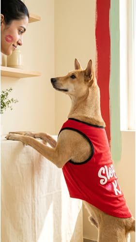 Image of CutiePaw T-Shirt for Dogs and Cats (Pack of 1) | Printed Pet T-Shirts | Dog T Shirts | Trendy Vest | Sleeveless Cotton Tshirt | Comfortable & Breathable Pet Clothing | Summer Tshirts for Dogs and Cats