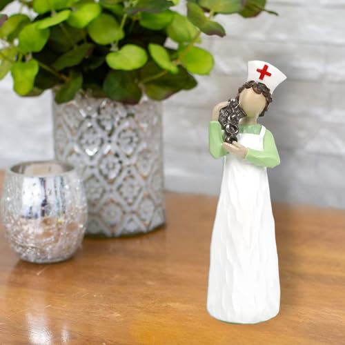 Estatua decorativa enfermera vestido verde figura artesanal miniatura 4