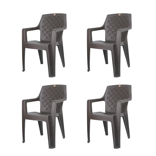 Image of Cello Squid Chair Set of 4, Matte Brown | Unbreakable, Durable & Strong | Blended PP Material, Easy to Clean | Plastic Chair for Living Room, Home & Office | 3 Years Warranty - Manufacturing Defects