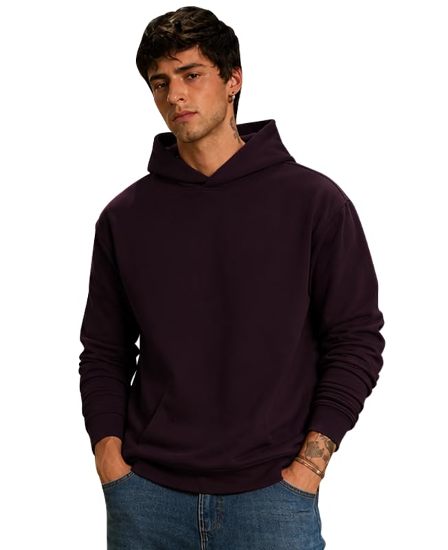 Image of SLEEPY NUTS Men Cotton Fleece Regular Fit Hooded Full Sleeve Sweatshirt