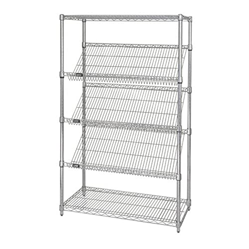Quantum Storage Systems 2448Sl6C 5-Tier Stationary Wire Shelving Unit With 3 Slanted Shelves, Chrome Finish, 400 Lb. Load Capacity, 48' W X 24' L X 63' H #TOP17
