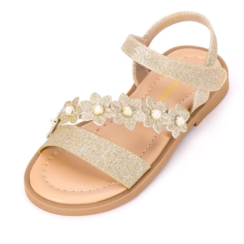 Image of PANDANINJIA Girls Sandals Open Toe Summer Flats Dress Shoes