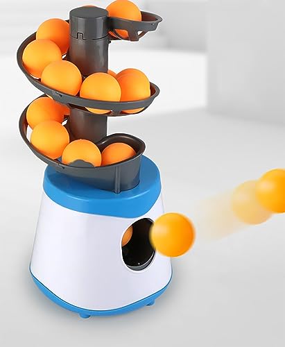Automatic Table Tennis Ball Machine, Kid Beginners Ping Pong Automatic Machine with 10 Balls, 2 Power Supply Methods, Happy Sports, for Home Outdoor Childen