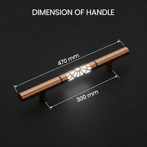 Image of Luxury LED Main Door Handle with Sensor Touch | 18.5 Inch Pull Push Handle for Home, Office, Hotel & Villa | PVD Rose Gold Finish Stainless Steel Door Handle | 300mm Hole to Hole - Pack of 1