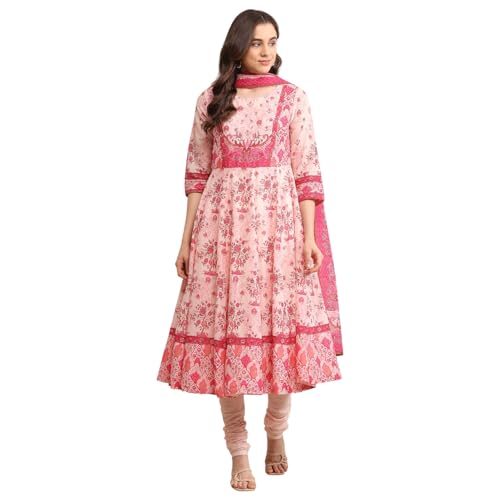 Image of BIBA Women Cotton Anarkali Printed Suit Set