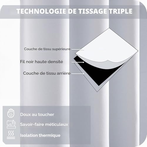 Rideau blanc opaque pour fenetre de chambre rideau thermique isolant anti chaud - 4