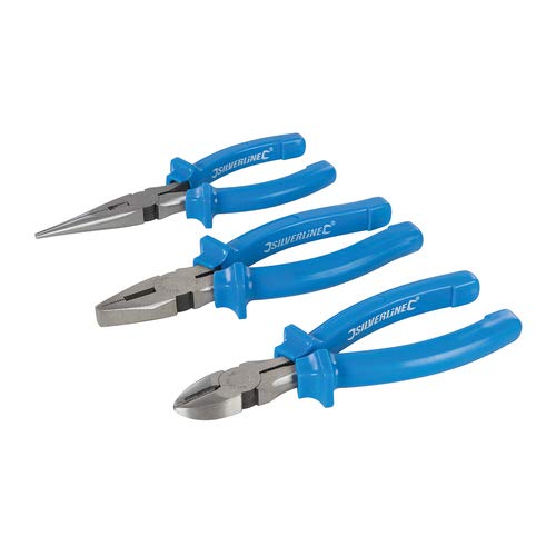 Pliers Set 3pce 160mm Hardened and Tempered Jaws with Induction-Hardened Cutting Edges. Moulded Handles with Slip Guards. Includes Long Nose, Combination and Side-Cutting Pliers.