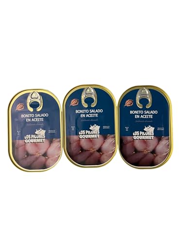 Los Picones Gourmet - Pack 3 Latas Bonito Salado Ahumado en Aceite de Oliva - Conservas y Salazones Gourmet - Pescado Fresco - Enlatados y Envasados- Despensa - Alimentación