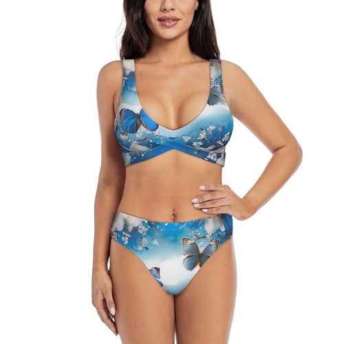 Maillot de bain deux pièces femme anti-frottement à fleurs blanches pour fêtes sur la plage