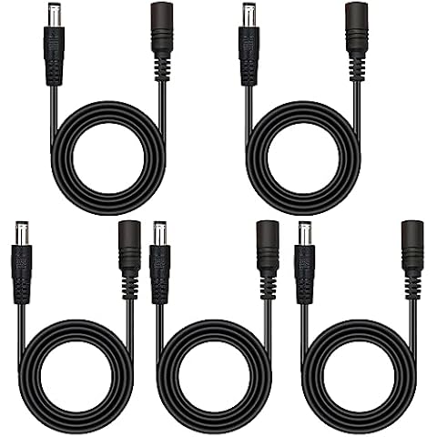 DaFuRui 5Pcs Male to Female DC Extension Cable 3.3ft/1Meter, 5.5mm x 2.1mm Extension Cord DC Plugs Extension Cable 12V Led Extension Cable for CCTV Security Camera and 5~24VDC LED Light Strips Cover