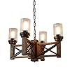   Wood-Farmhouse-Rustic-Chandelier-4-Lights-with-Glass-Shades-228-inches-Industrial-Dinning-Table-Pendant-Lamp-Vintage-Edison-Hanging-Light-Fixture-Brown-Black-C0075