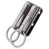 FEGVE Titanium Belt Loop Keychain with 2 Detachable Clips & Keyrings - Belt Key Ring Holder - Heavy Duty Belt Key Slip
