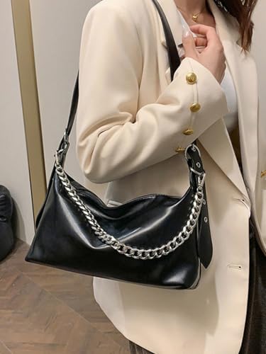 Image of ENOPINK Crossbody Bags for Women Fashion Hobo Shoulder Bag Clutch Purse with Zipper Closure Black