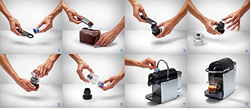 Bluecup Recargables Compatibles con Nespresso Máquinas, 2 Cápsulas Rellenables + 100 Tapas + 1 Sellador de cápsulas + 1 Cuchara