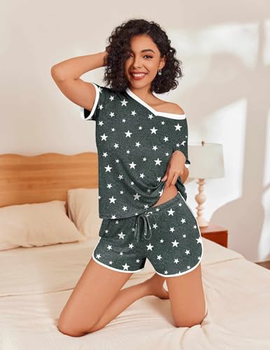 Ekouaer Womens Pajama Short Sets Lounge Sets for Women 2 Piece Soft Pjs Set Casual V Neck Sleepwear with Pockets4