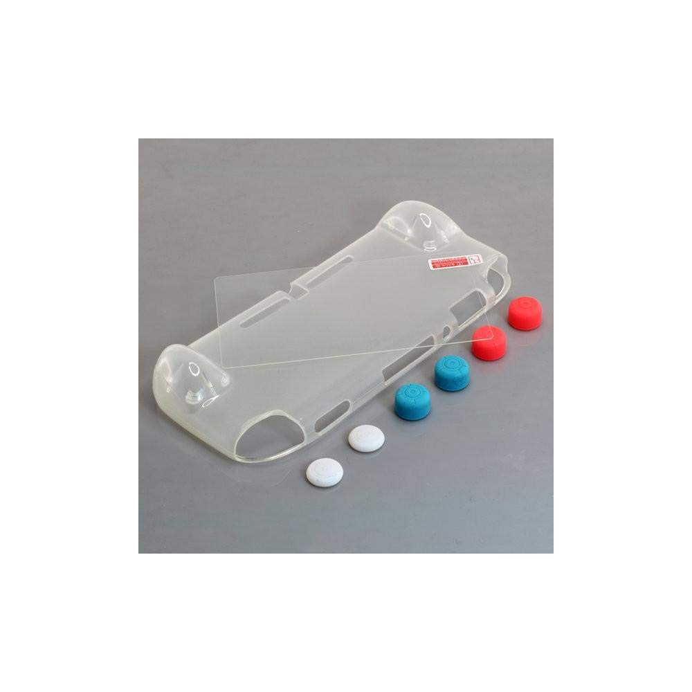 Custodia protettiva in TPU con Nintendo Switch Lite, 6 tappi per stick analogici e vetro di protezione dello schermo 9H
