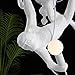 LAZHUG 5-Lights Three Monkeys Chandelier Lighting Modern Art Resin White Monkey Hanging Lamps for Living Room Villa Hall Lobby Bar, Large Animal Decor Light Fixture (White Monkeys lamp)