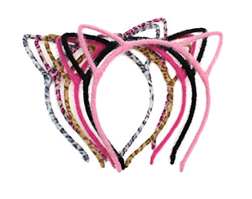 Yaslnn 6pcs Cute Cat Ears Sexy Womens Attractive Vivid Color Cat Ear HeadBand Hair Band for party