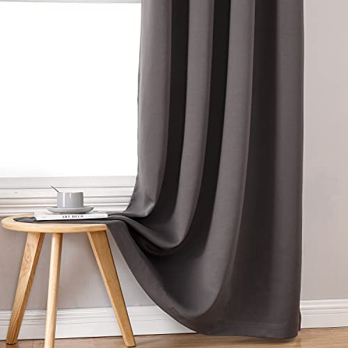 Chrisdowa 100% Blackout Curtains For Bedroom With Black Liner, 2 Thick Layers Total Blackout Thermal Insulated Grommet Window Curtains 2 Panels Set (Grey, 42 X 84 Inch) #TOP5