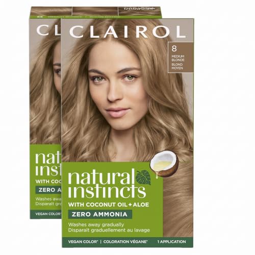 Clairol Natural Instincts Demi-Permanent Hair Dye, 8 Medium Blonde Hair Color, Pack of 2