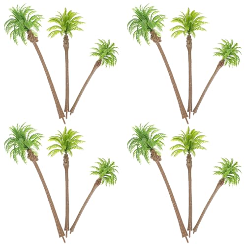 MUCKLILY 12個 ミニチュアパームツリー模型 軽量で持ち運び簡単なリアルな熱帯ヤシ木模型 ミクロ風景の自然感を演出するのシミュレーション