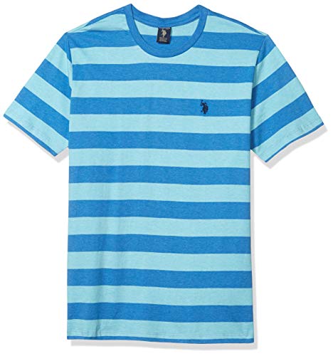U.S. Polo Assn.. Men's Big-Tall Stripe Crew Neck T-Shirt, Blue Tile Heather, 2X