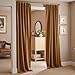 Lazzzy Velvet Blackout Curtains Thermal Insulated Room Window Drapes Super Soft Luxury Curtains for Living Room Bedroom Rod Pocket 2 Panels, Gold Brown, 52