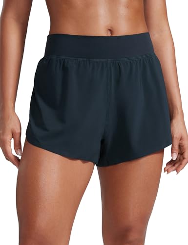 Image of CRZ YOGA High Waisted Split Running Shorts 3 inch | Mesh Liner, Quick Dry, Lightweight, for Women