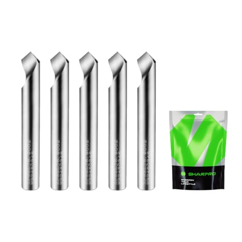 90 Degree Router Bit for CNC, 1/4 Inch Shank O Flute Spiral Carbide V Bit for V Groove Engraving, Lettering, Chamfer Cuts and Detail Carving in Wood, Acrylic and PVC(5PCS)