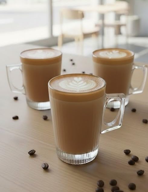 PATRANI FASHION Irish Glass Tea Coffee Glass Mug 120 ML Set of 6 Glasses Transparent Coffee Mugs with Handle, Clear Glasses Tea Cup Set for Coffees, Tea, Milk, Hot Chocolate Mugs Beverage Tea Cup 1