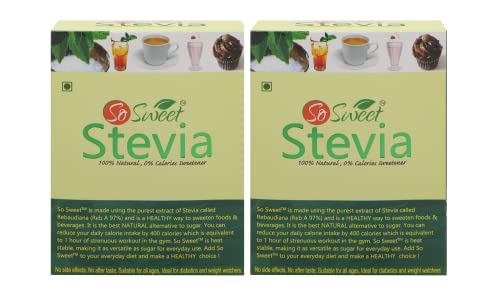 Image of So Sweet Stevia Sachets -50 Sugar Free Natural Sweetener - Diabetic & Keto Friendly -Pack of 2