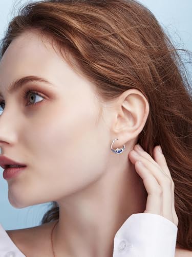 Hypoallergenic Animal Hoop Earrings for Women 925 Sterling Silver Bat/Cat/Highland Cow/Sea Turtle/Panda/Dolphin/Dog Hoop Earrings Animal Jewelry Gifts for Sensitive Ears3