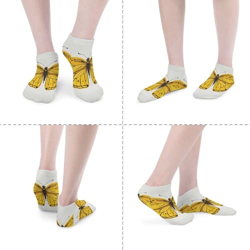 Yellow Butterfly Athletic Ankle Socks for Women Men Running Hiking Cotton Socks Low Cut No Show Sock (5 Pack)4