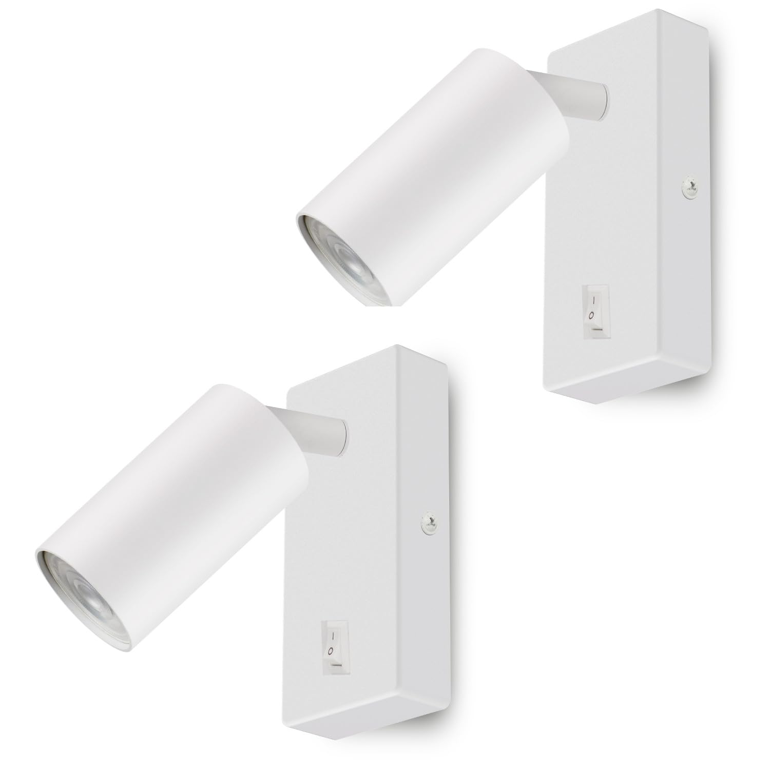 Maclean White Wall Lamp, Spot, Round, Gu10, With Switch 55X90mm, Color, Mce369 W 2Pcs + Led Bulb Gu10 7W Energy Mce437 Ww Warm 3000K, 220-240V~, 50/60Hz, 2Pcs