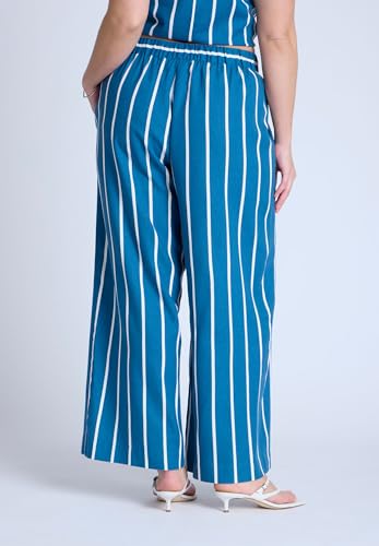 ELOQUII Women's Plus Size Wide Leg Striped Linen Blend Pant3