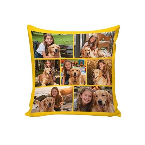 Custom4U Custom Pillow with Picture & Text Two-Sides Customized Photo Pillowcase Personalized Pillowcover Hoom Decor Love Gifts for Adults Kids Pets (Optional Pillow Insert) Style a - 7 Phot