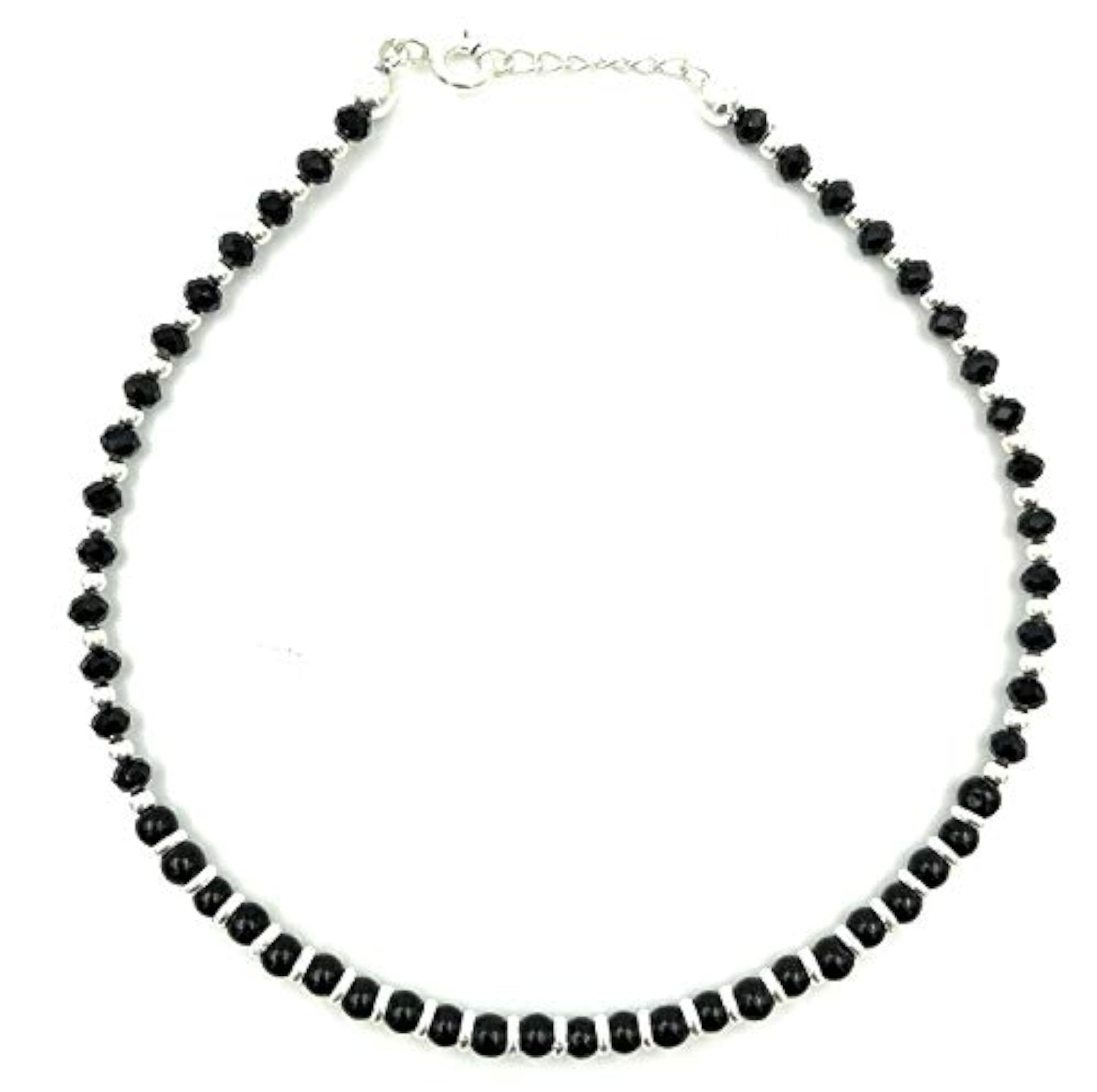 Women's 925 Sterling Silver Nazariya Anklet with Black Beads