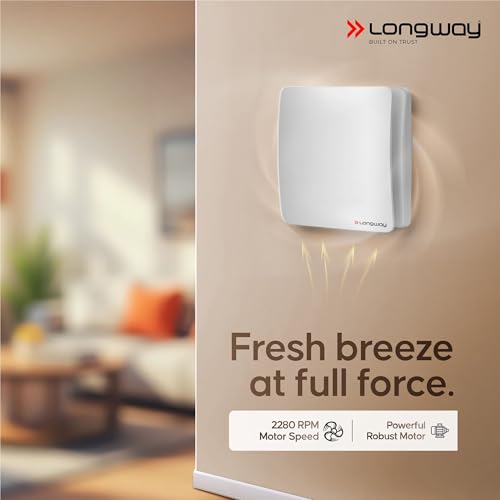 Image of LONGWAY FreshX 6 Inch 150 mm Energy Efficient Exhaust Fan | High Speed Powerful Motor | Noiseless Operation | Rust Proof | Suitable for Bathroom, Kitchen, Office (White)
