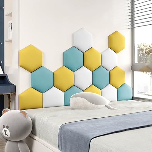 DEHUDEOUHS Cabecero, Paneles de Pared tapizados autoadhesivos 3D, Acolchados para Dormitorio, autoadhesivos, con cojín anticolisión (F, 180 cm x 105 cm)