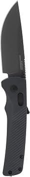 SOG Flash AT Daily Carry Ambidextrous Straight Pocket Folding Knives, Ergonomic Handle & Deep-Carry Clip, D2 Steel Blade
