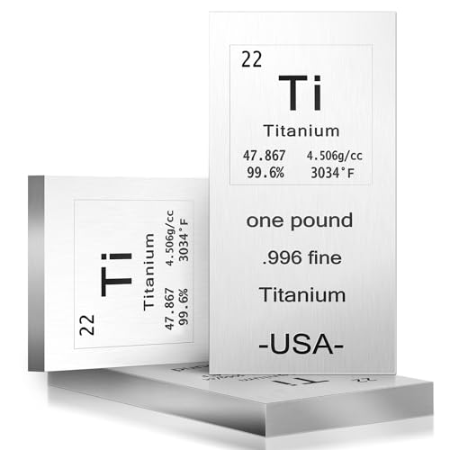 Landhoow Metal Bar 1lb Laser Engraved. 999 Pure Bullion Bar Paper Weights for Office Metal Paperweight with Chemistry Element for Collectible Gifts(Titanium) Landhoow Metal Bar 1lb Laser Engraved. 999 Pure Bullion Bar Paper Weights for Office Metal Paperweight with Chemistry Element for Collectible Gifts(Titanium)