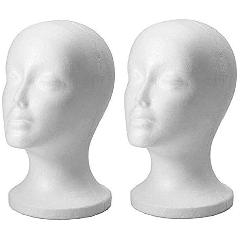 2pc Female Styrofoam Foam Mannequin Head Stand Model Display Wig Polystyrene Mannequin Manikin Folding Cover